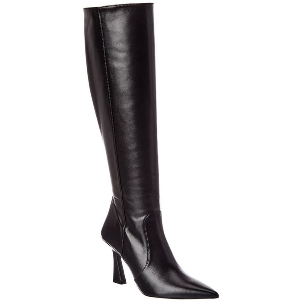 Stuart Weitzman Vinnie Zip Leather Boot 85, Black